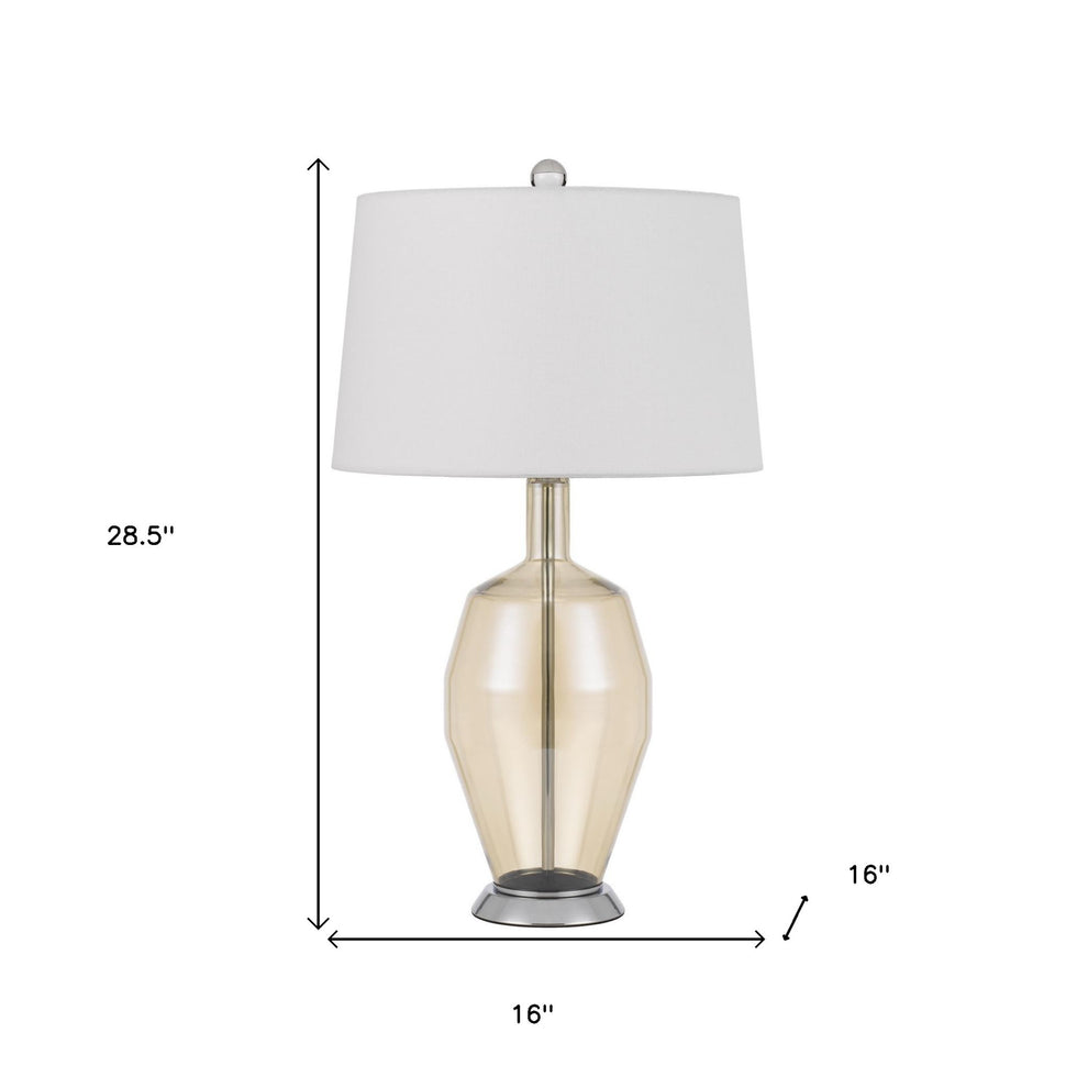 Nickel Metal Round Table Lamp With White Drum Shade By Homeroots | Table Lamps | Modishstore - 4