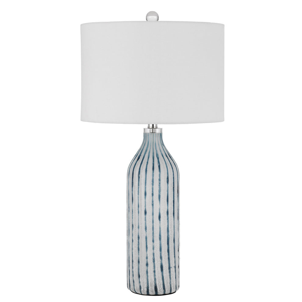 Aqua and Gray Glass Table Lamp With White Drum Shade By Homeroots | Table Lamps | Modishstore - 5