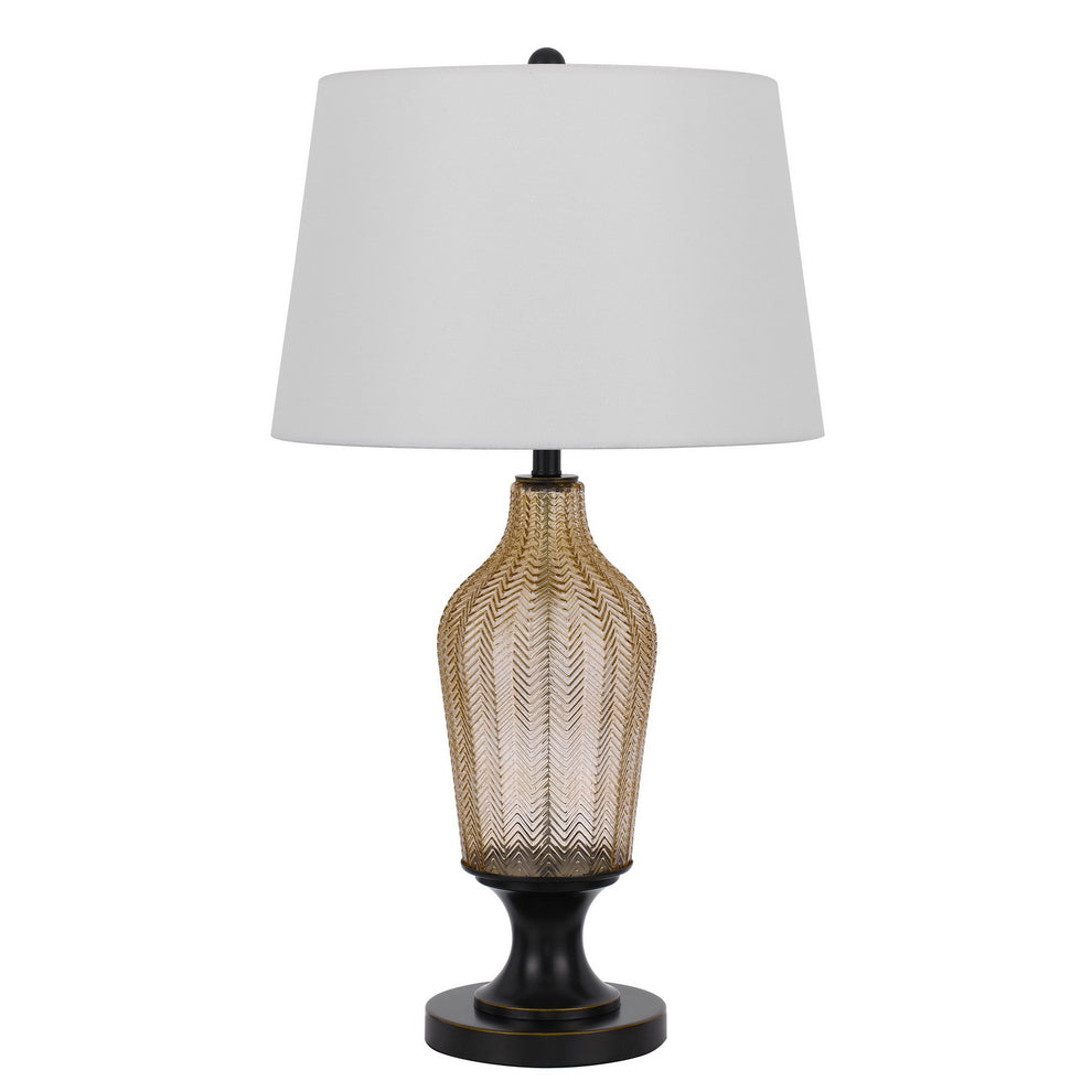 Bronze Glass Table Lamp With White Empire Shade By Homeroots | Table Lamps | Modishstore - 5