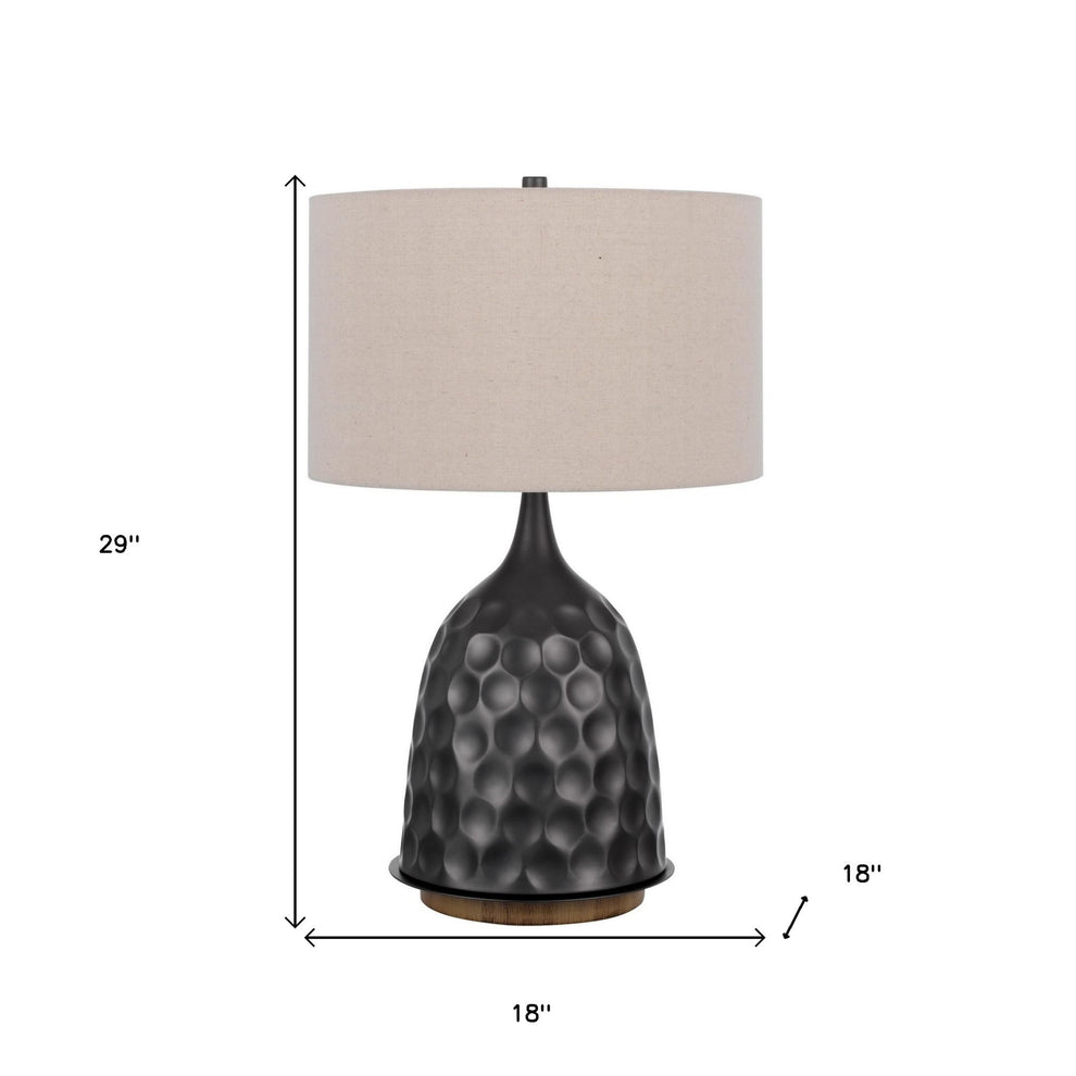 Gray Metal Table Lamp With Brown Drum Shade By Homeroots | Table Lamps | Modishstore - 5