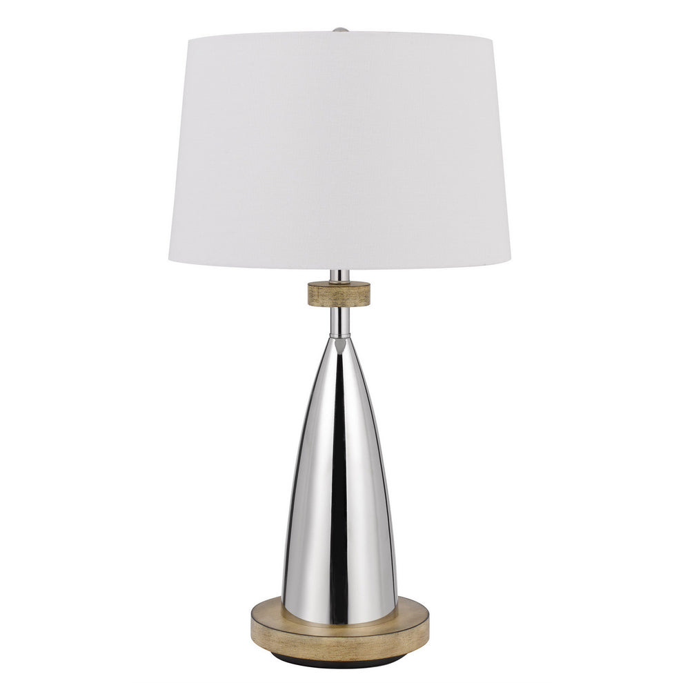 Brown Metal Geometric USB Table Lamp With White Empire Shade By Homeroots | Table Lamps | Modishstore - 5