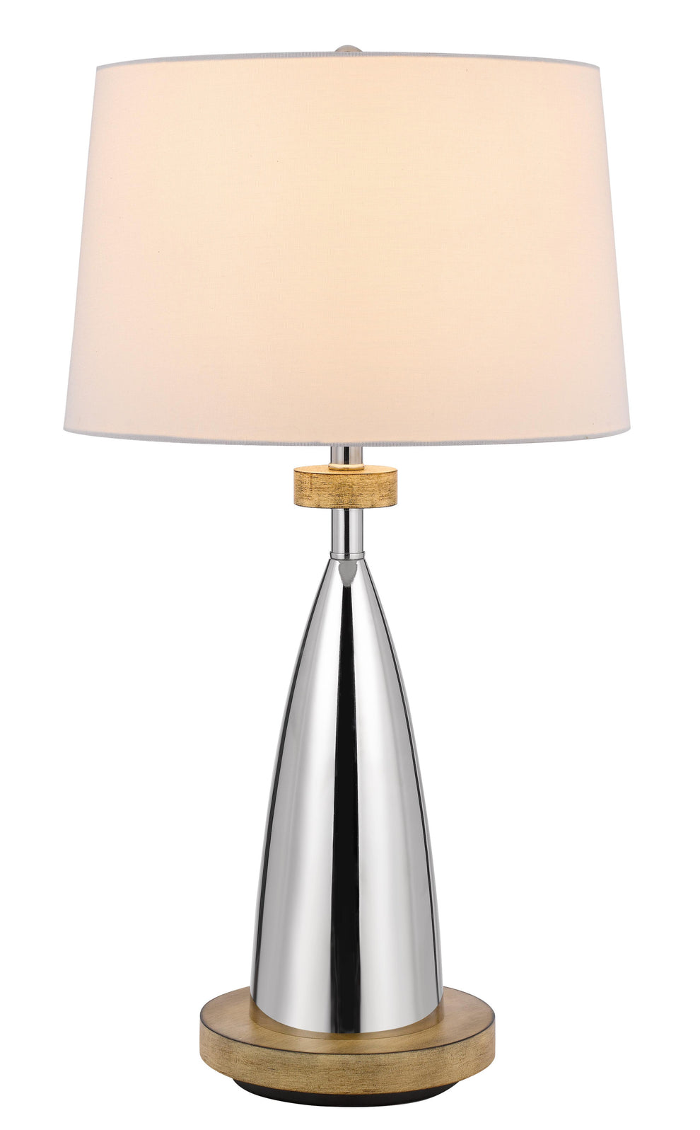 Brown Metal Geometric USB Table Lamp With White Empire Shade By Homeroots | Table Lamps | Modishstore - 6