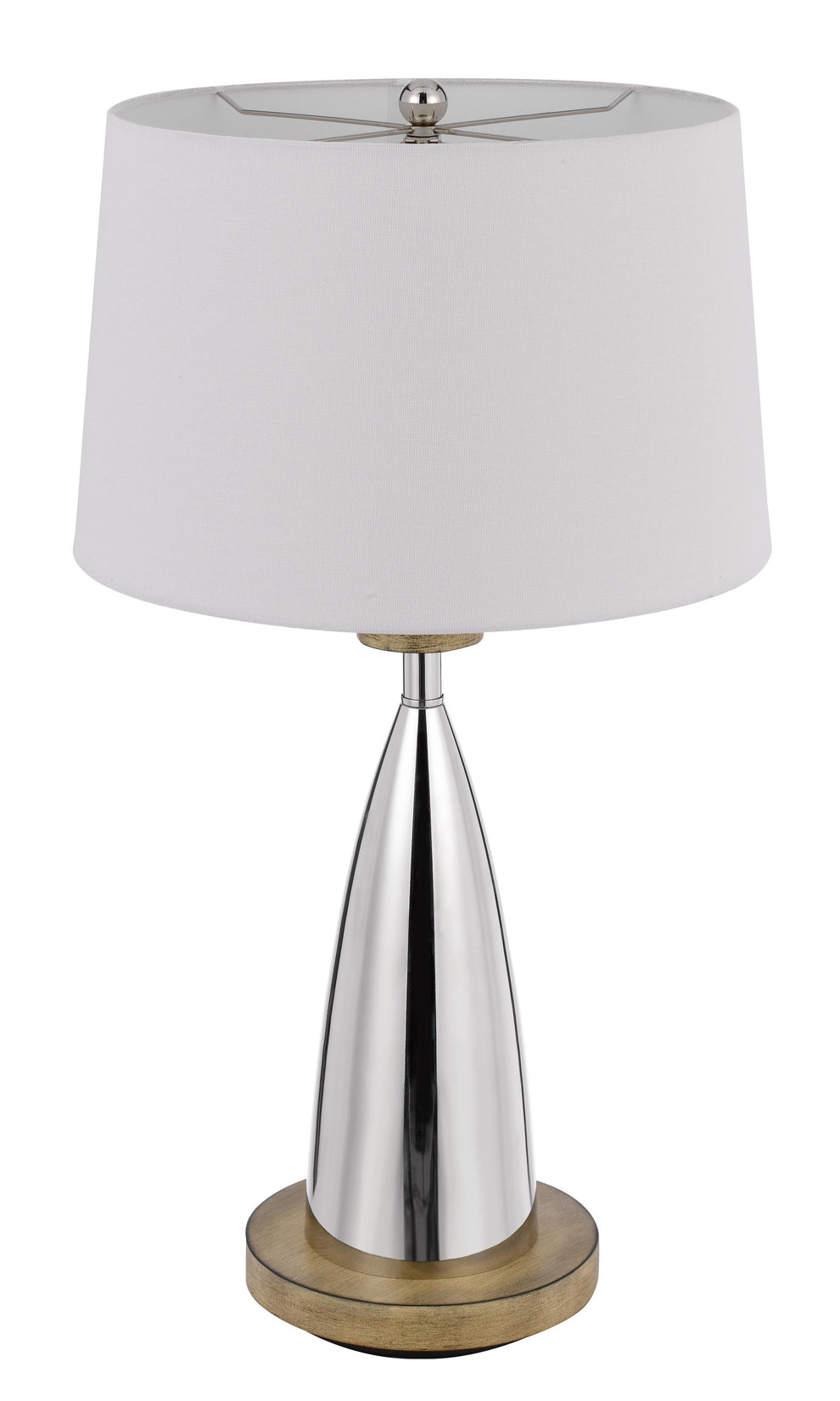 Brown Metal Geometric USB Table Lamp With White Empire Shade By Homeroots | Table Lamps | Modishstore - 2