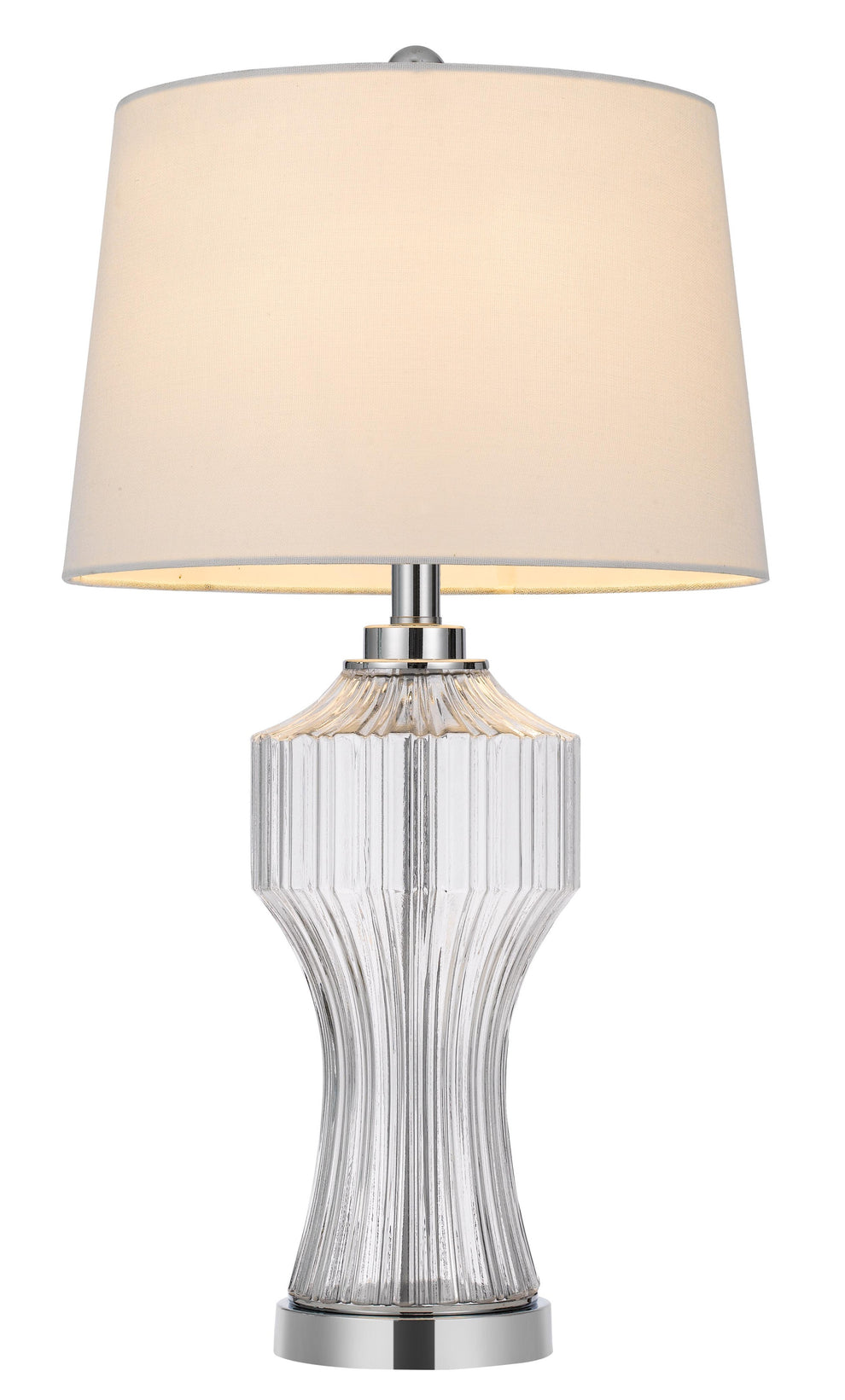 Clear Glass Table Lamp With White Empire Shade By Homeroots | Table Lamps | Modishstore - 6