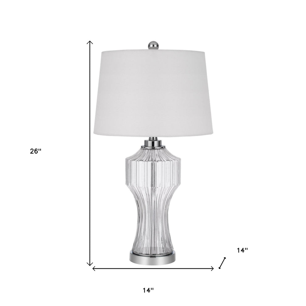 Clear Glass Table Lamp With White Empire Shade By Homeroots | Table Lamps | Modishstore - 5