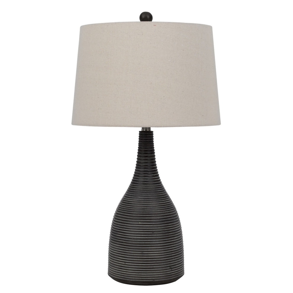 Black Ceramic Round Table Lamp With Beige Empire Shade By Homeroots | Table Lamps | Modishstore - 6
