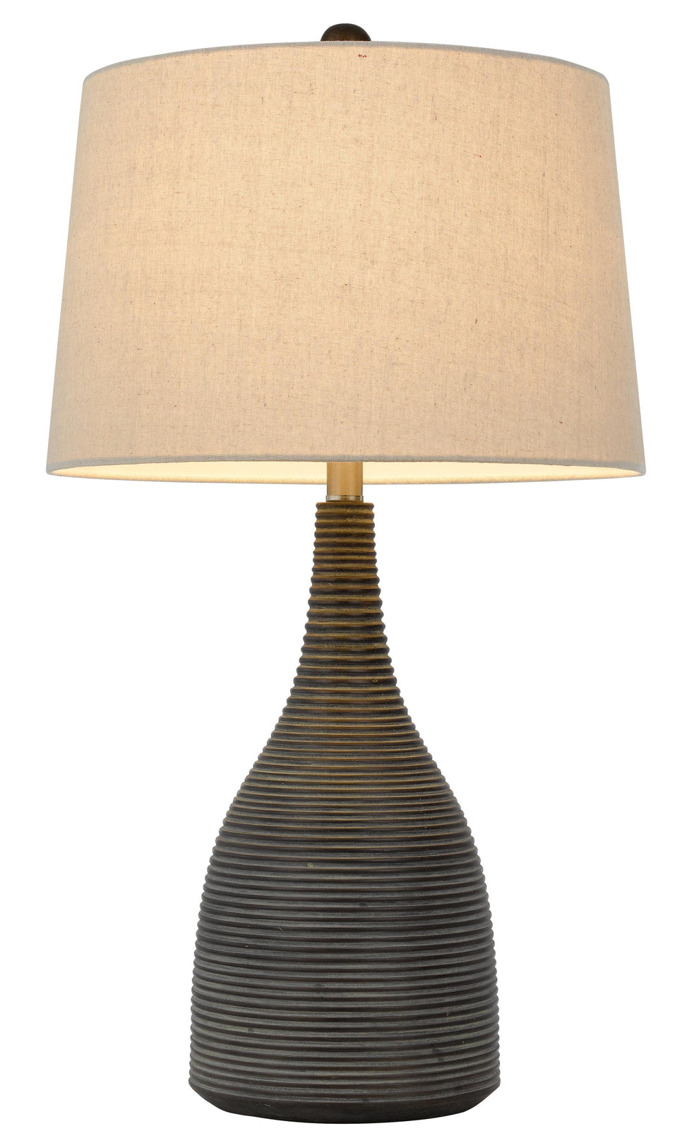 Black Ceramic Round Table Lamp With Beige Empire Shade By Homeroots | Table Lamps | Modishstore - 5