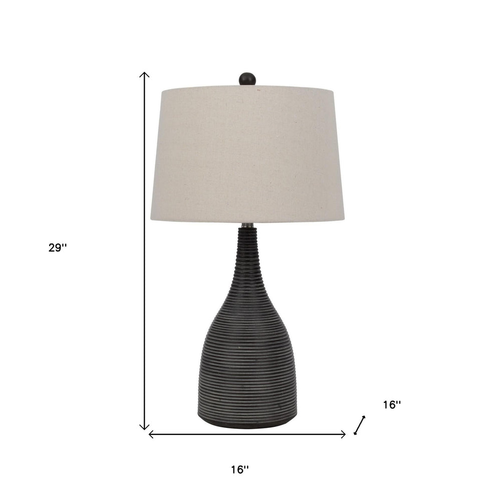 Black Ceramic Round Table Lamp With Beige Empire Shade By Homeroots | Table Lamps | Modishstore - 4