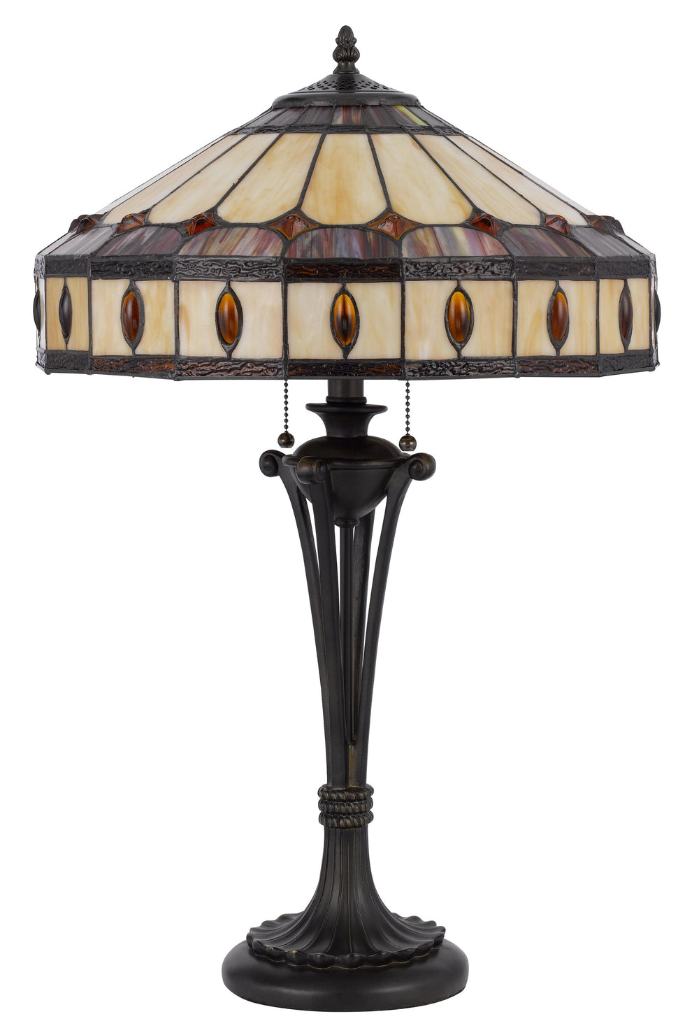 Black Metal Two Light Candlestick Table Lamp With Ivory and Red Dome Shade By Homeroots | Table Lamps | Modishstore - 5