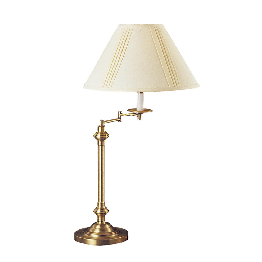Bronze Metal Swing Arm Table Lamp With Off White Empire Shade By Homeroots | Table Lamps | Modishstore - 4
