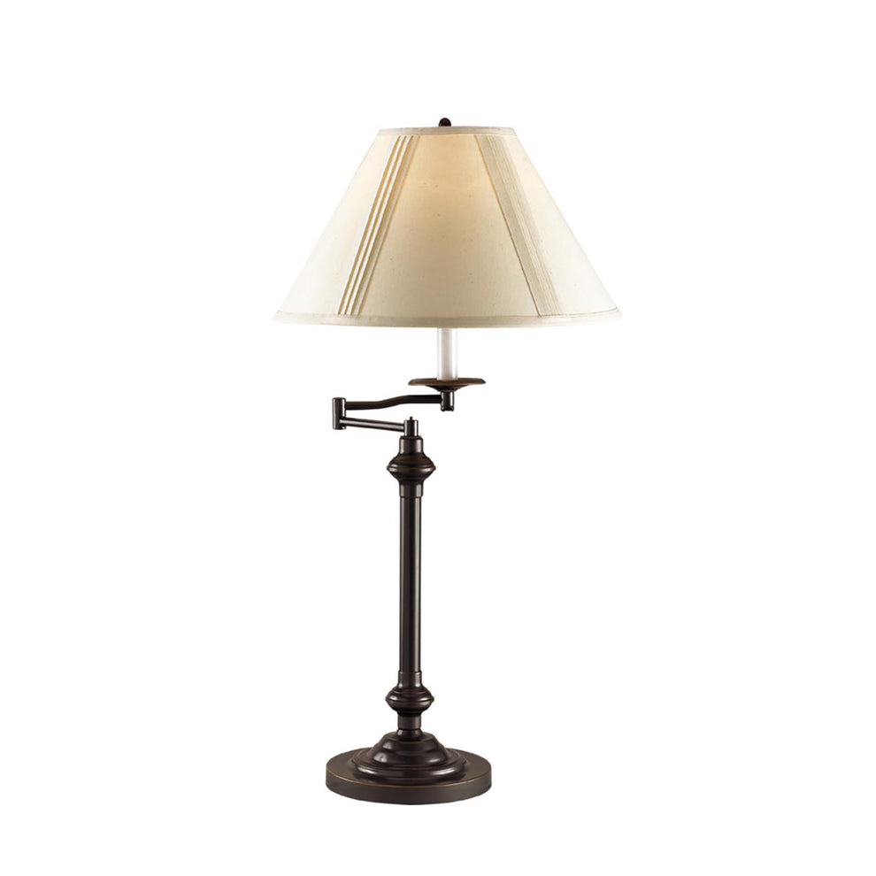 Antiqued Bronze Metal Swing Arm Table Lamp With Off White Empire Shade By Homeroots | Table Lamps | Modishstore - 4