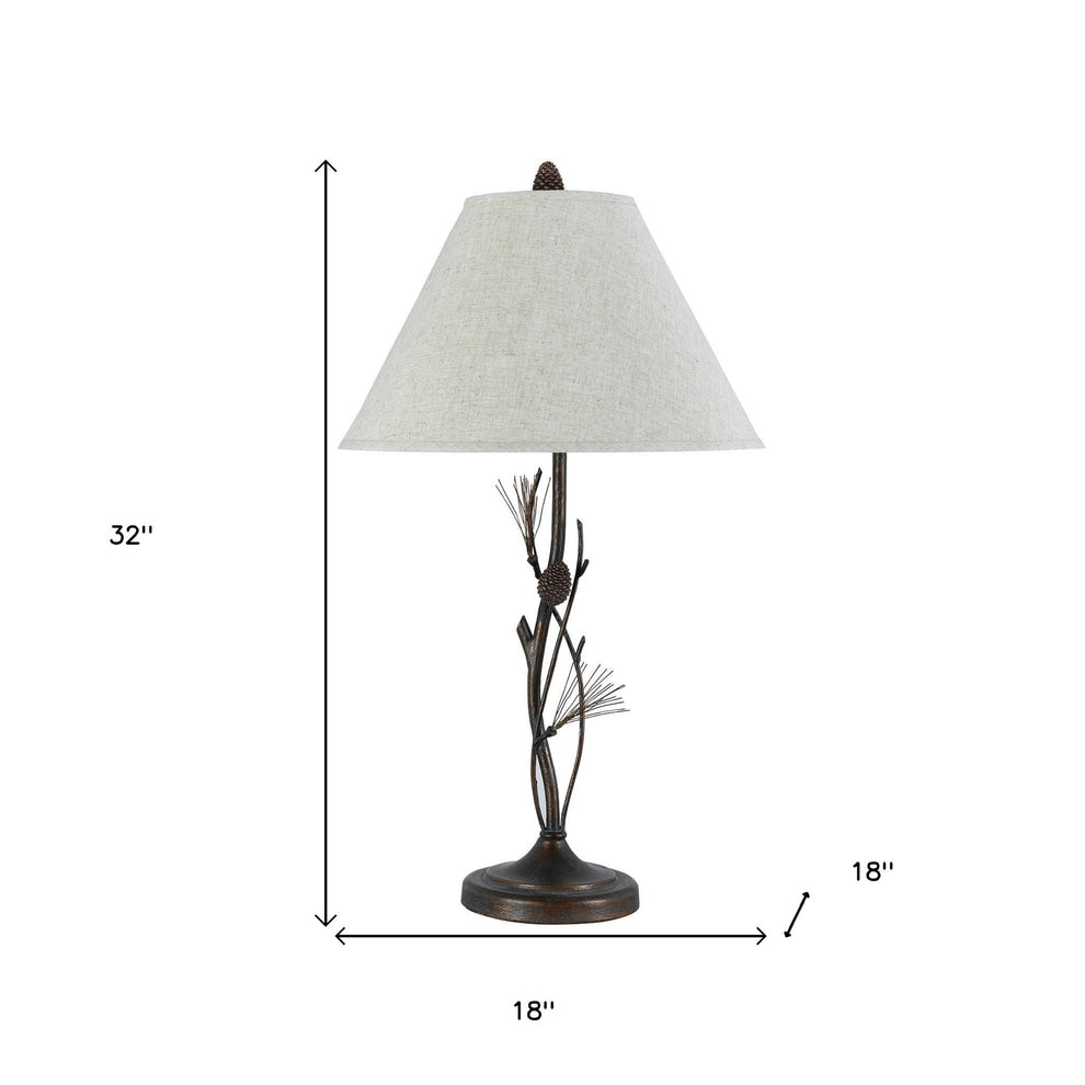 Rust Metal Table Lamp With Gray Empire Shade By Homeroots | Table Lamps | Modishstore - 3