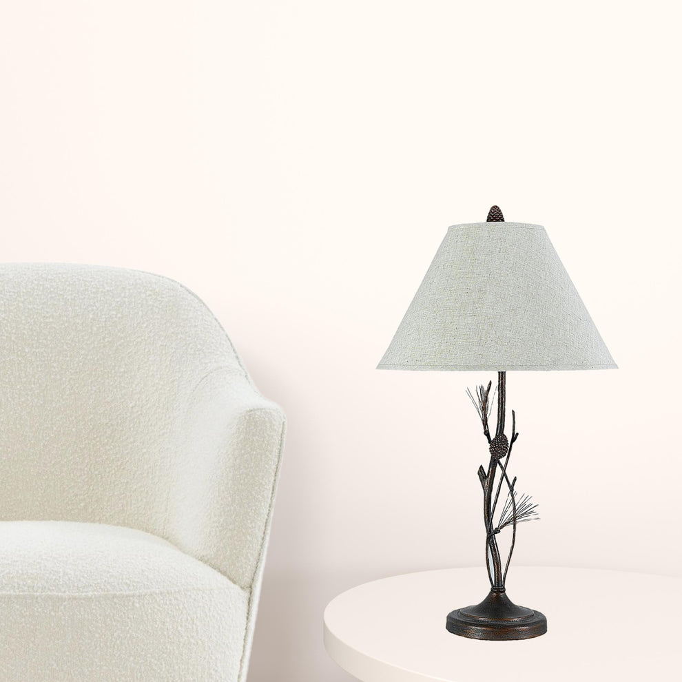 Rust Metal Table Lamp With Gray Empire Shade By Homeroots | Table Lamps | Modishstore - 4