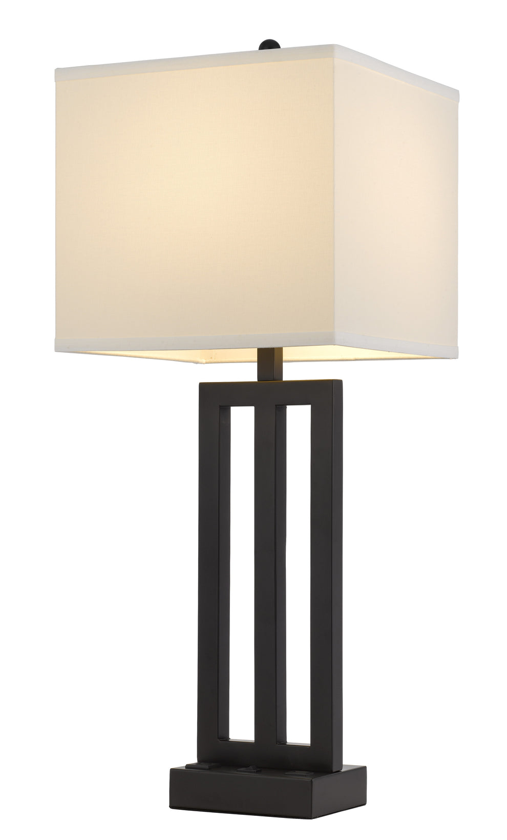 Black Metal USB Table Lamp With White Shade By Homeroots | Table Lamps | Modishstore - 2