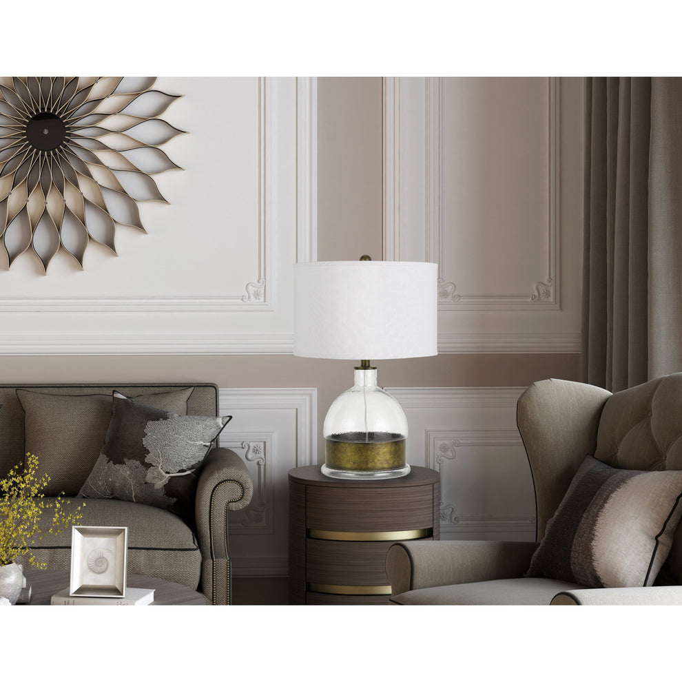 Nickel Glass Globe Table Lamp With White Drum Shade By Homeroots | Table Lamps | Modishstore - 2