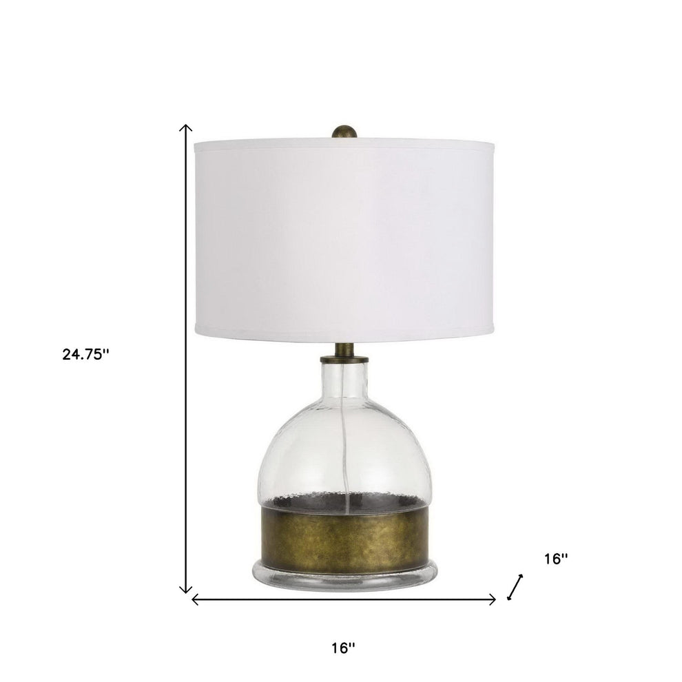 Nickel Glass Globe Table Lamp With White Drum Shade By Homeroots | Table Lamps | Modishstore - 4