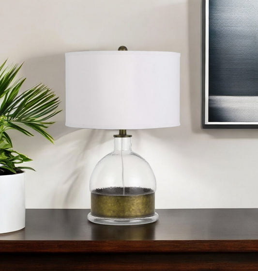 Nickel Glass Globe Table Lamp With White Drum Shade By Homeroots | Table Lamps | Modishstore - 1