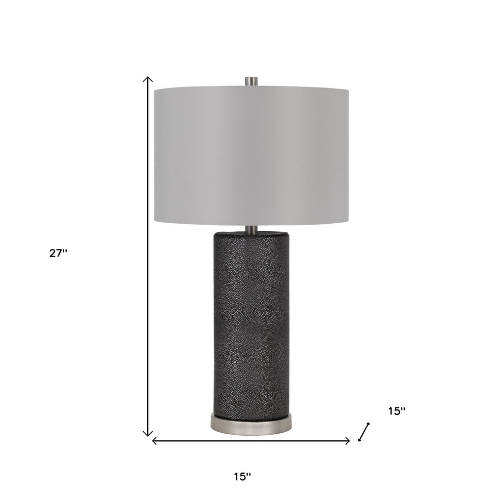 Black Metal Table Lamp With Gray Drum Shade By Homeroots | Table Lamps | Modishstore - 4