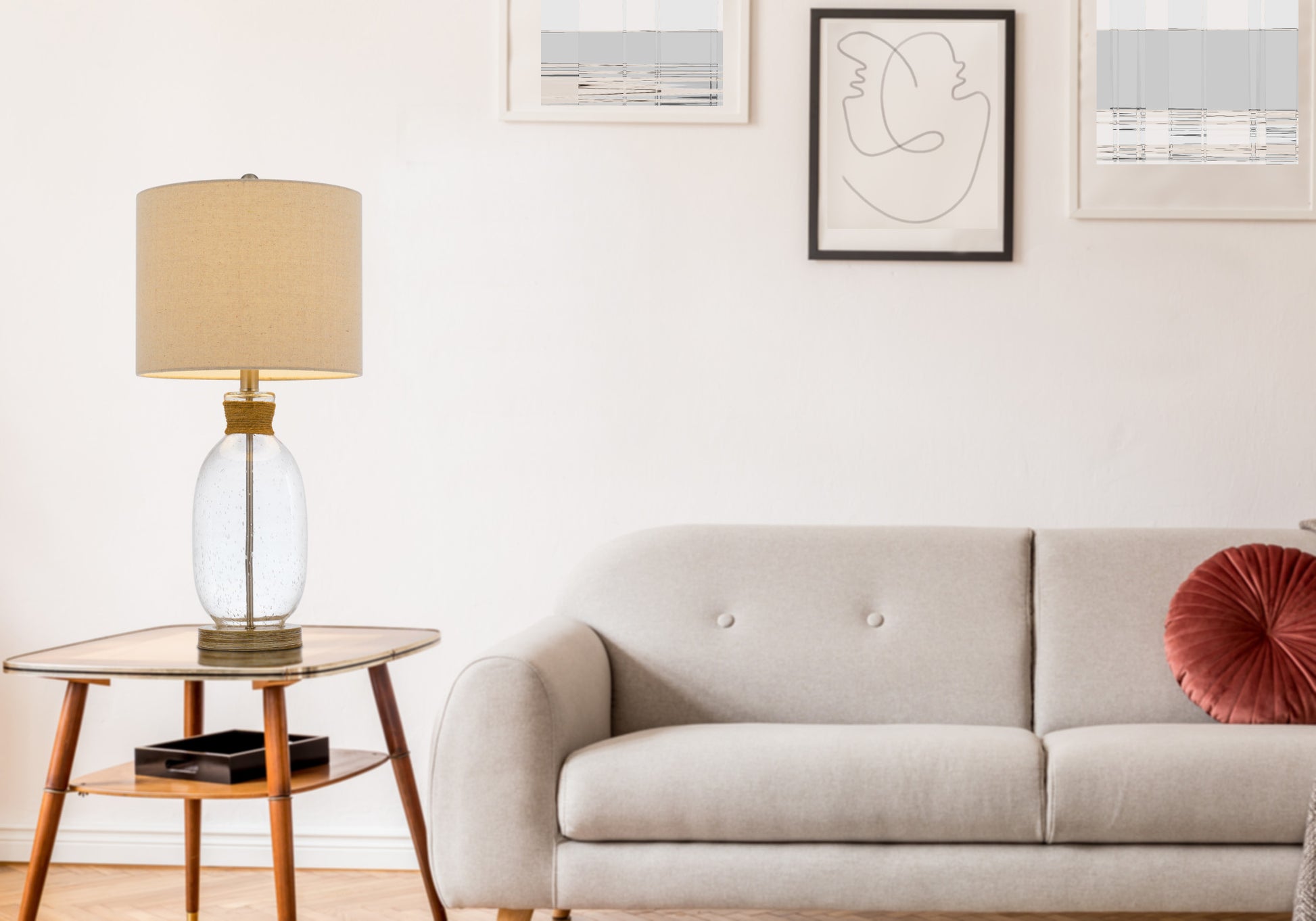 Brown Mason Jar Table Lamp With Brown Drum Shade By Homeroots | Table Lamps | Modishstore - 5