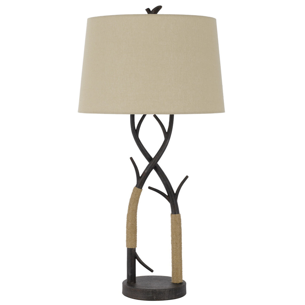 Charcoal Metal Table Lamp With Tan Empire Shade By Homeroots | Table Lamps | Modishstore - 6