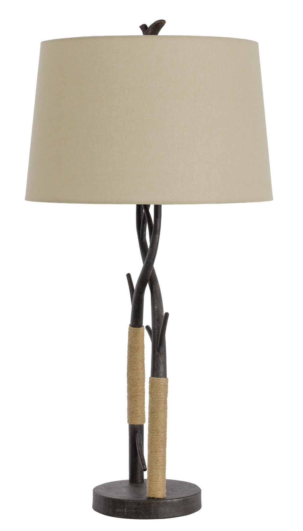 Charcoal Metal Table Lamp With Tan Empire Shade By Homeroots | Table Lamps | Modishstore - 2