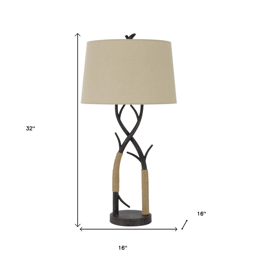 Charcoal Metal Table Lamp With Tan Empire Shade By Homeroots | Table Lamps | Modishstore - 4