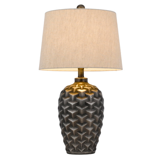 Silver Metallic Table Lamp With Gray Empire Shade By Homeroots | Table Lamps | Modishstore - 1