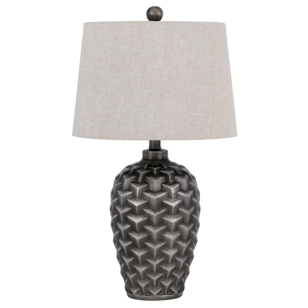 Silver Metallic Table Lamp With Gray Empire Shade By Homeroots | Table Lamps | Modishstore - 2