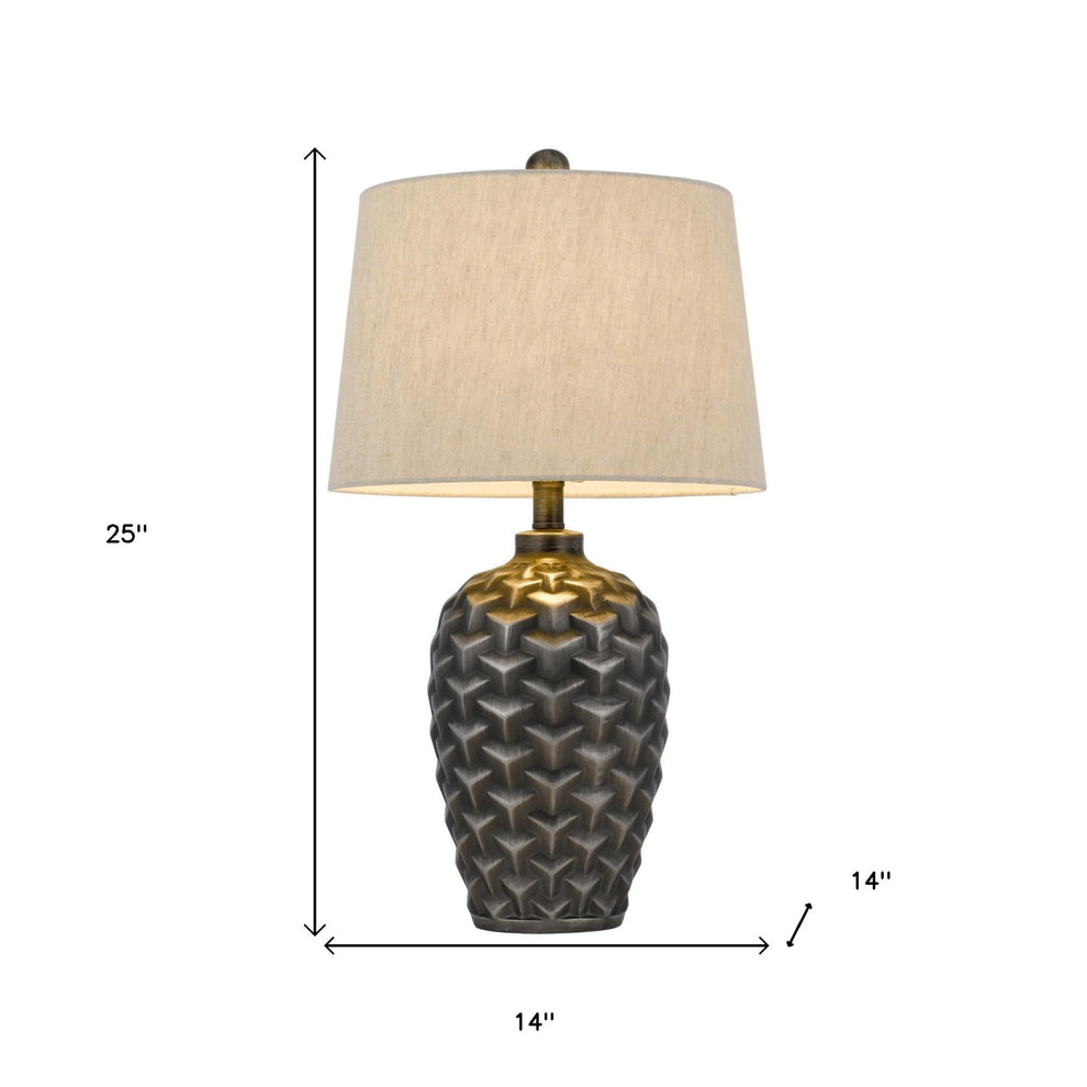 Silver Metallic Table Lamp With Gray Empire Shade By Homeroots | Table Lamps | Modishstore - 4