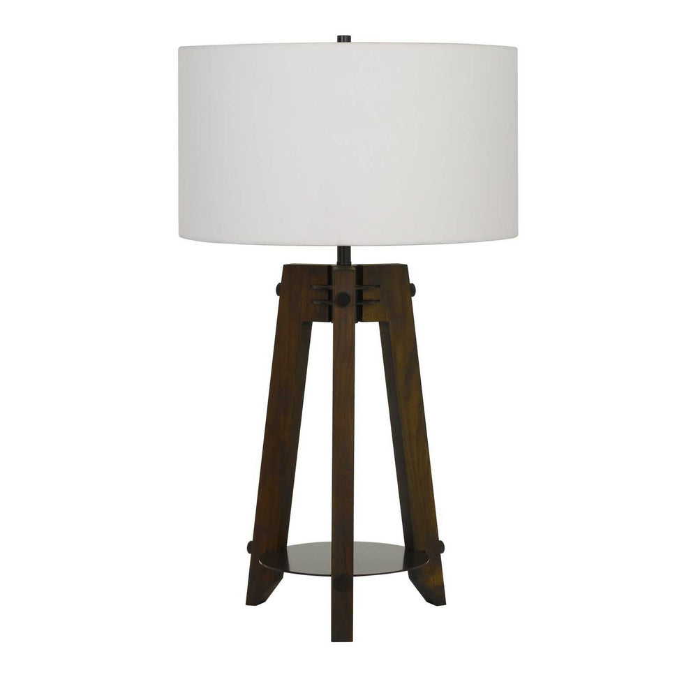 Brown Metal Tripod Table Lamp With Off White Drum Shade By Homeroots | Table Lamps | Modishstore - 5