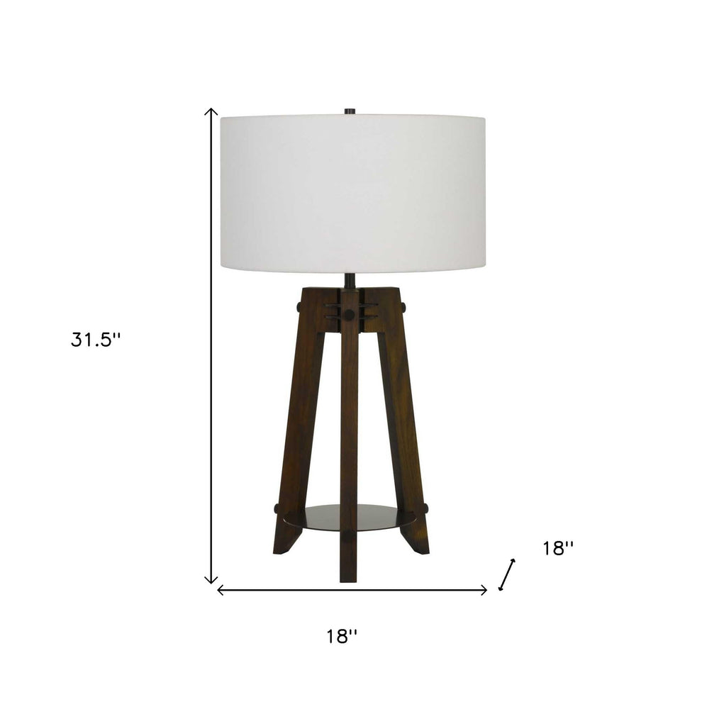 Brown Metal Tripod Table Lamp With Off White Drum Shade By Homeroots | Table Lamps | Modishstore - 4