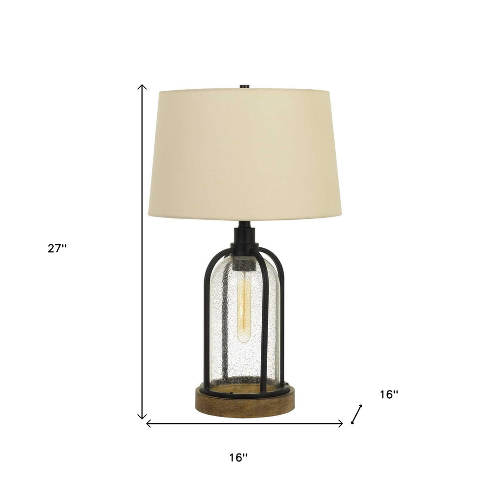 Brown Metal Two Light Globe Table Lamp With Eggshell Empire Shade By Homeroots | Table Lamps | Modishstore - 6