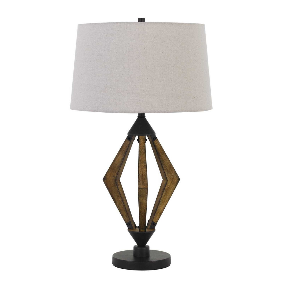 Black Metal Lantern Table Lamp With Gray Empire Shade By Homeroots | Table Lamps | Modishstore - 5