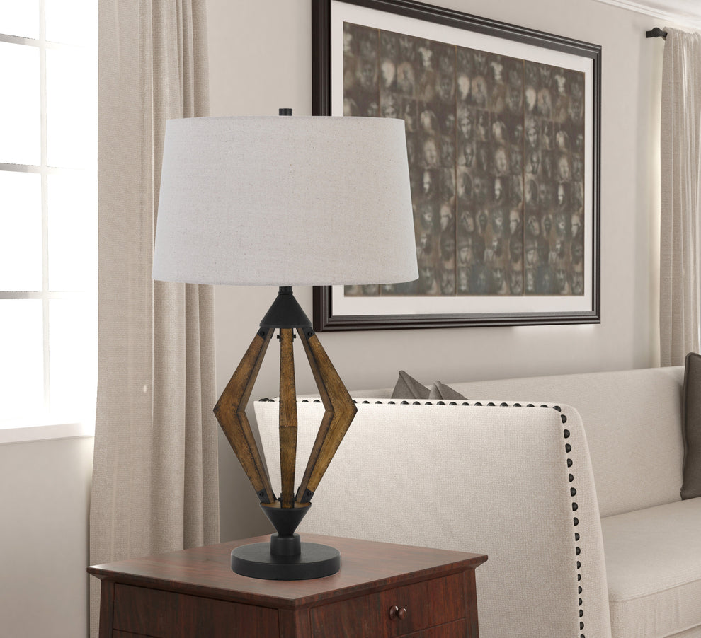 Black Metal Lantern Table Lamp With Gray Empire Shade By Homeroots | Table Lamps | Modishstore - 3