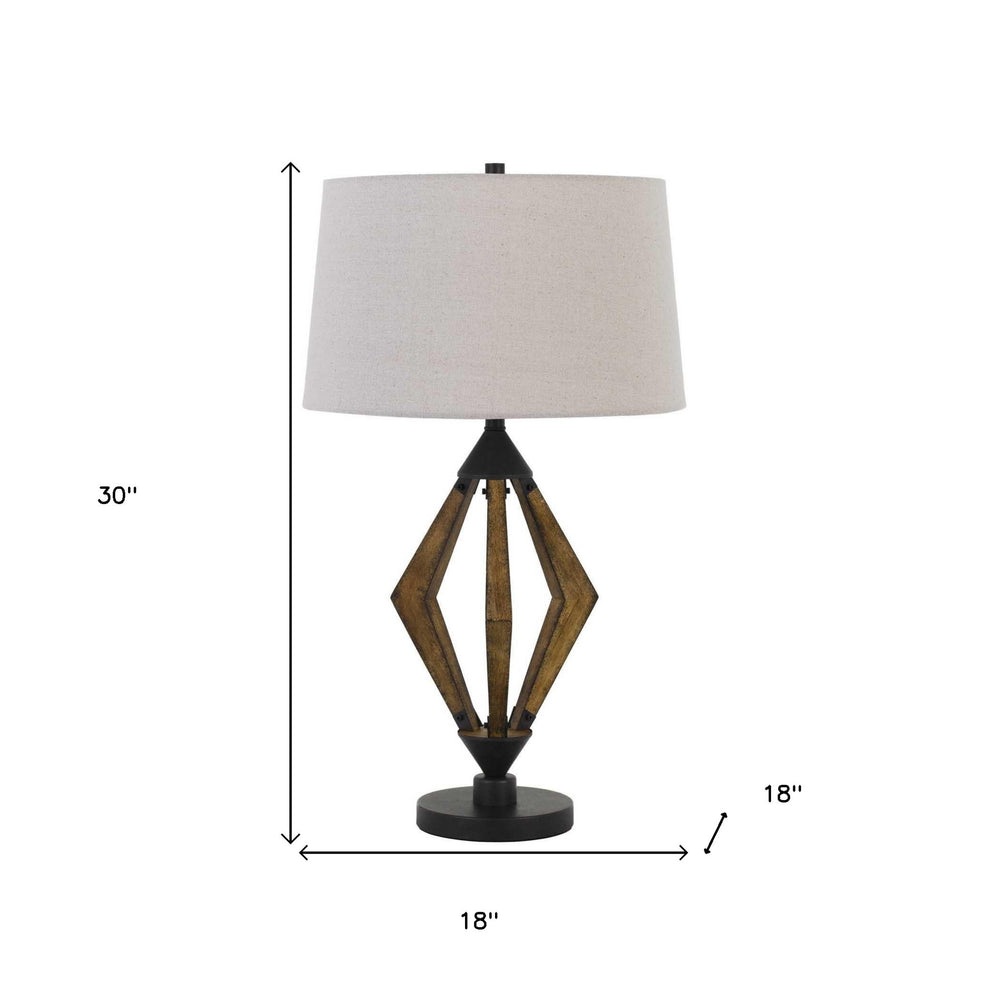 Black Metal Lantern Table Lamp With Gray Empire Shade By Homeroots | Table Lamps | Modishstore - 4