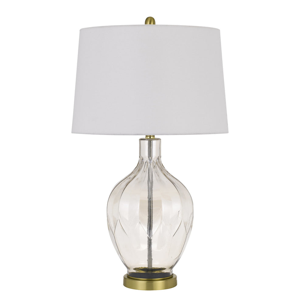 Clear Metal Table Lamp With Off White Drum Shade By Homeroots | Table Lamps | Modishstore - 5