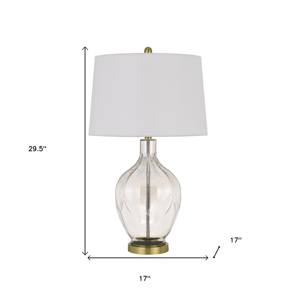 Clear Metal Table Lamp With Off White Drum Shade By Homeroots | Table Lamps | Modishstore - 4