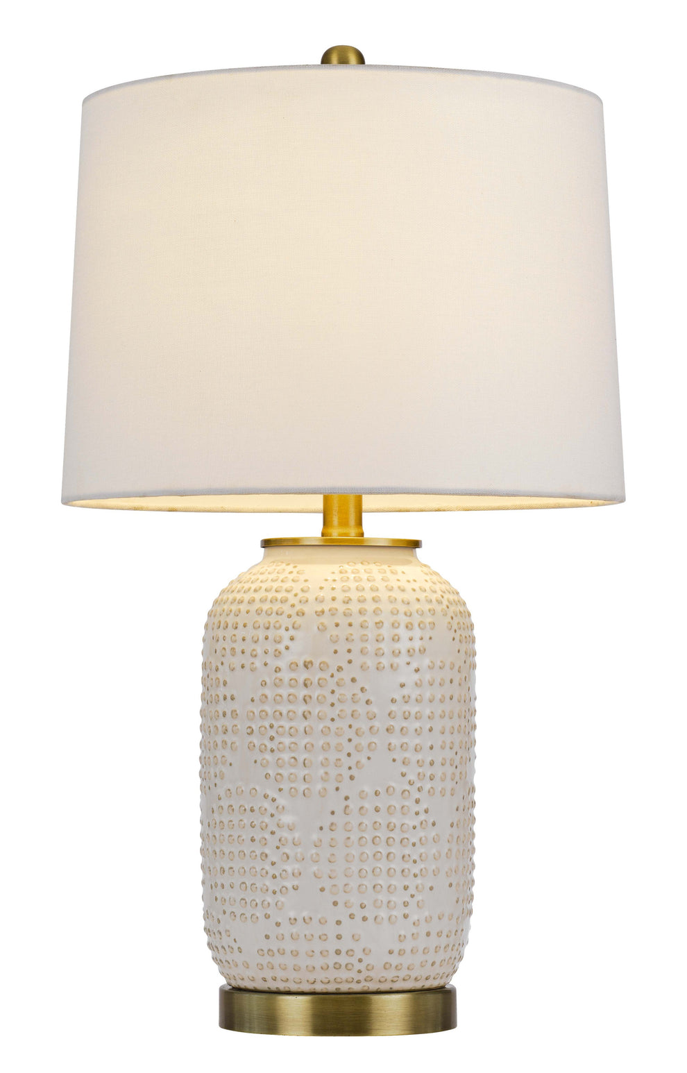 Ivory Metal Table Lamp With White Drum Shade By Homeroots | Table Lamps | Modishstore - 3