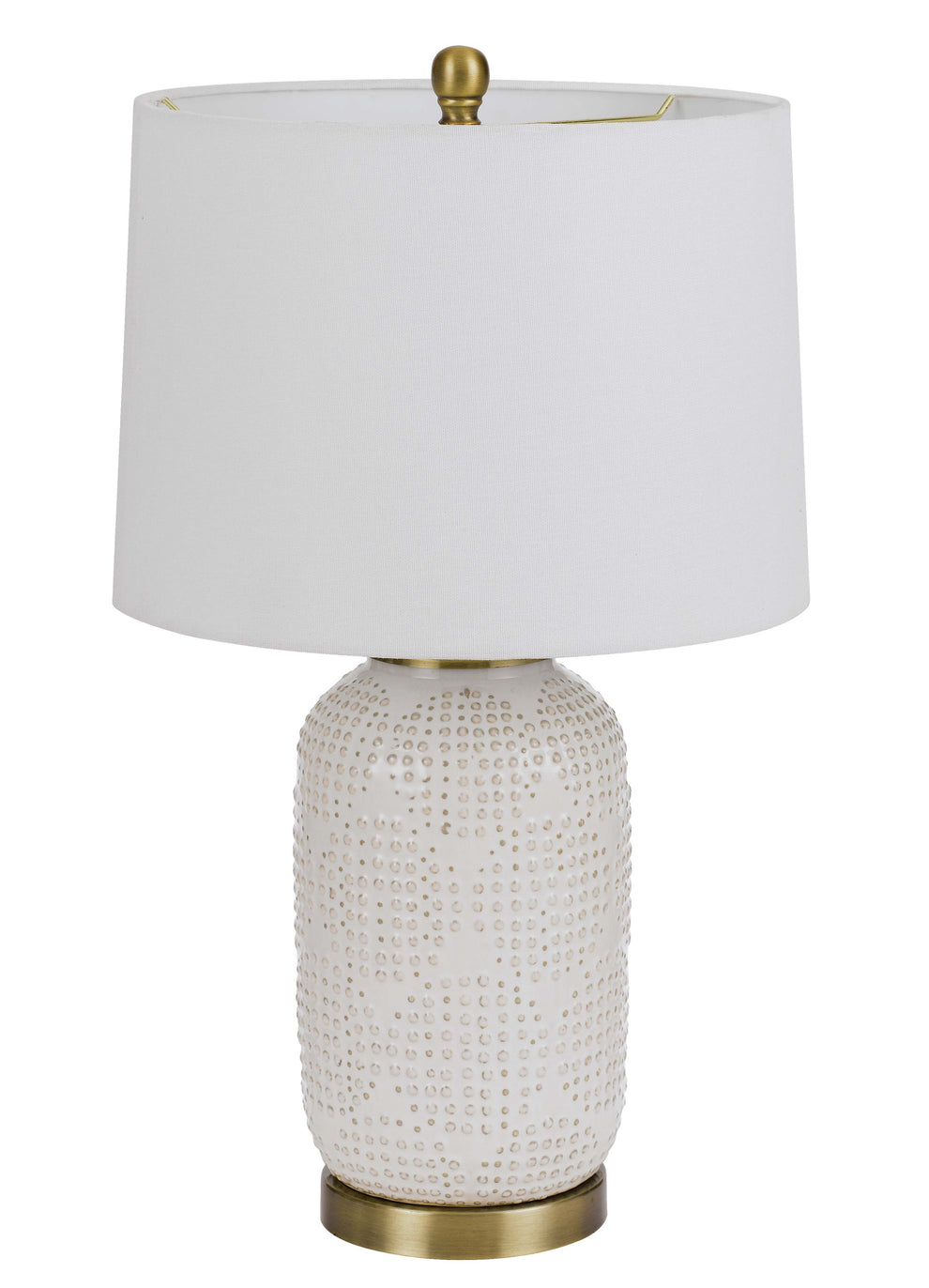Ivory Metal Table Lamp With White Drum Shade By Homeroots | Table Lamps | Modishstore - 4