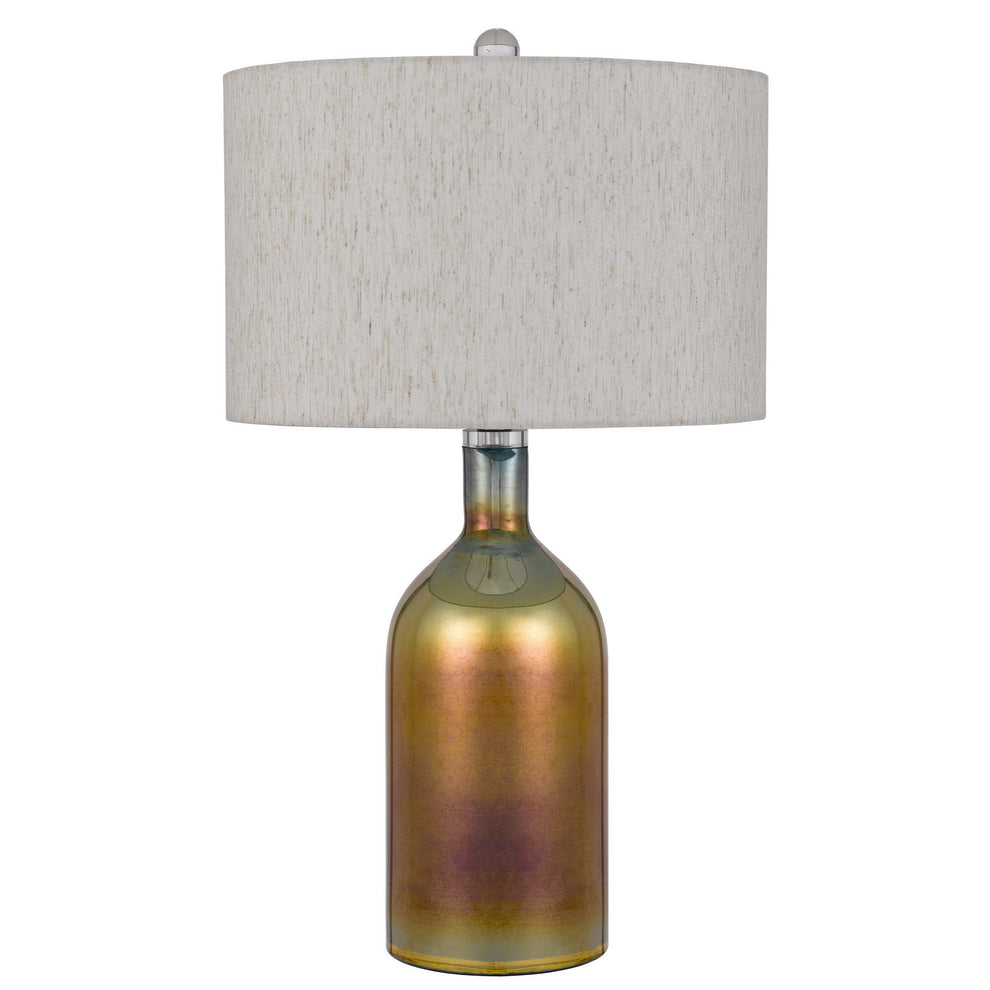 Gold Glass Novelty Table Lamp With Gray Drum Shade By Homeroots | Table Lamps | Modishstore - 7