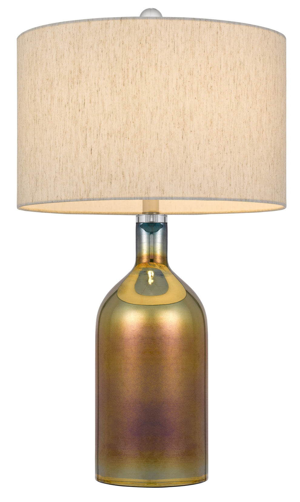 Gold Glass Novelty Table Lamp With Gray Drum Shade By Homeroots | Table Lamps | Modishstore - 2
