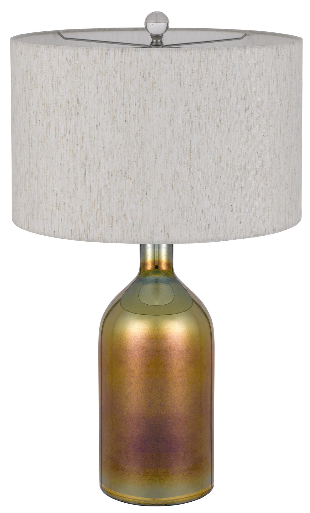 Gold Glass Novelty Table Lamp With Gray Drum Shade By Homeroots | Table Lamps | Modishstore - 4