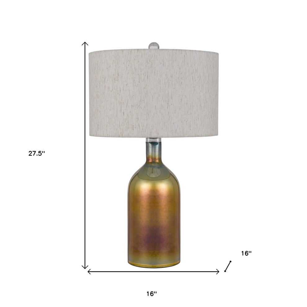 Gold Glass Novelty Table Lamp With Gray Drum Shade By Homeroots | Table Lamps | Modishstore - 6