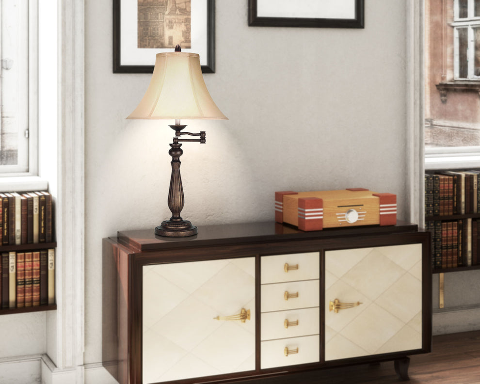 Gold Glass Novelty Table Lamp With Gray Drum Shade By Homeroots | Table Lamps | Modishstore - 9