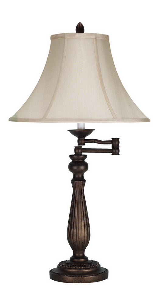 Rust Metal Table Lamp With Pearl Bell Shade By Homeroots | Table Lamps | Modishstore - 1