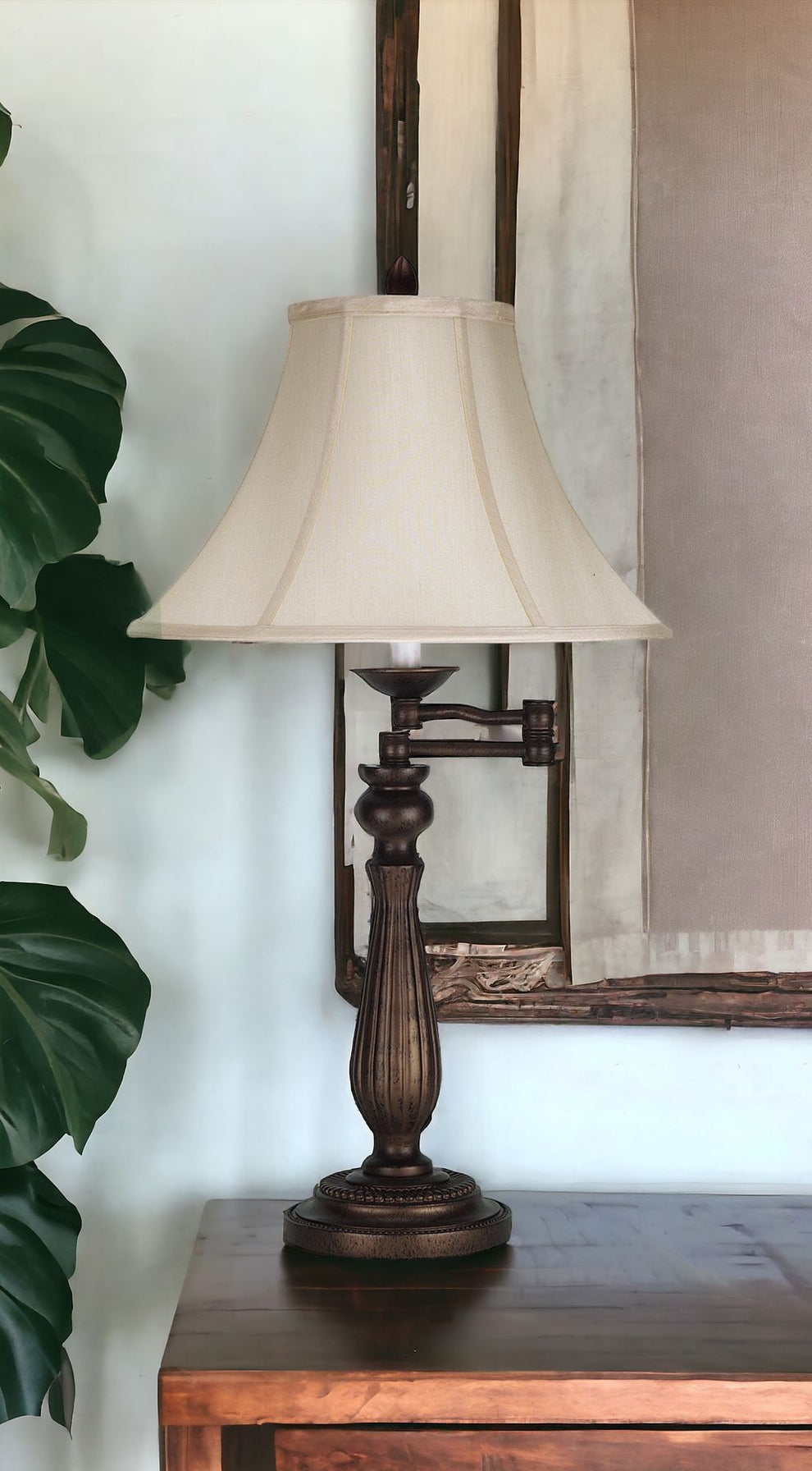 Gold Glass Novelty Table Lamp With Gray Drum Shade By Homeroots | Table Lamps | Modishstore - 12