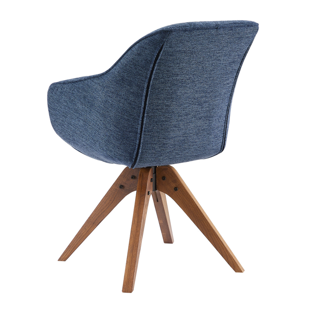 Blue Fabric And Natural Swivel Accent Arm Chair By Homeroots | Accent Chairs | Modishstore - 4