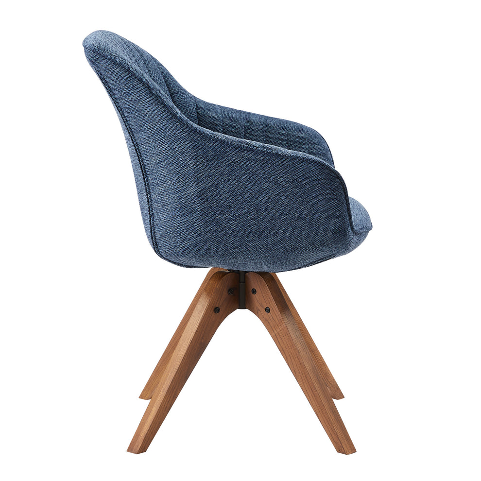 Blue Fabric And Natural Swivel Accent Arm Chair By Homeroots | Accent Chairs | Modishstore - 5