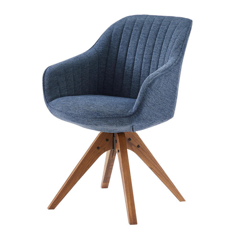 Blue Fabric And Natural Swivel Accent Arm Chair By Homeroots | Accent Chairs | Modishstore - 7