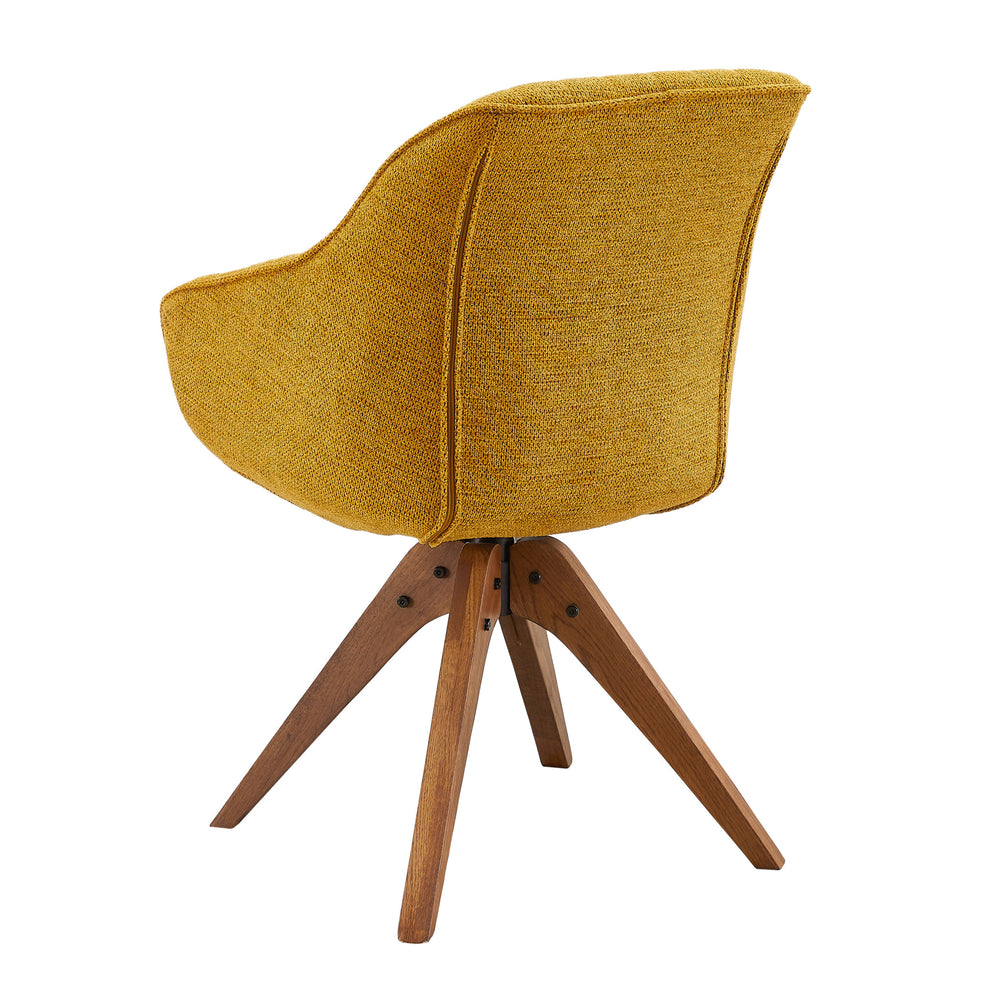 Yellow And Natural Fabric And Wood Swivel Arm Chair By Homeroots | Accent Chairs | Modishstore - 4